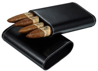 Visol VCASE8000CH Cuero Genuine Brown Leather 3 Finger Cigar Case
