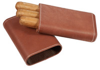 Visol Arnoldo Brown Cigar Case With White Stitching - VCASE702BR