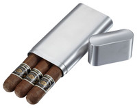 Visol Prato Brushed Stainless Steel 3 Finger Cigar Case - VCASE717