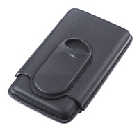 Visol Preston Black Leather Cigar Case - VCASE743