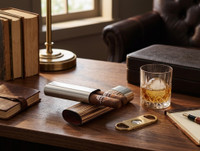 Visol Ryland Zebrawood & Stainless Steel Cigar Case - VCASE791