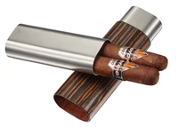Visol Ryland Ebony Wood & Stainless Steel Cigar Case - VCASE792