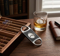 Visol Vincent Matte Black Double Guillotine Cigar Cutter - VCUT406BK