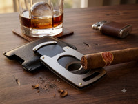 Visol Brushed Chrome Guillotine Pocket Cigar Cutter - VCUT717GM