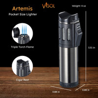 Visol Artemis Triple Flame Torch Lighter - Gunmetal - VLR402504