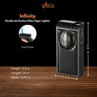 Visol Infinity Double Jet Carbon Fiber Gunmetal Cigar Lighter - VLR501408
