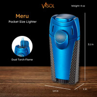 Visol Meru Dual Torch Cigar Lighter - Blue - VLR405104-Meru-BU
