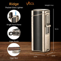 Visol Ridge Antique Single Flame Torch Lighter with Cigar Rest - VLR405802-Ridge-ANT