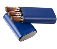 Visol Burgos Blue Leather Cigar case - Holds 3 Cigars - VCASE466BL