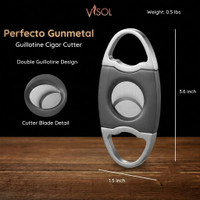 Visol Perfecto Gunmetal and Stainless Steel Double Guillotine Cigar Cutter - VCUT714GM