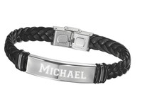 Visol Black Leather & Stainless Steel Men's Bracelet - VAC428
