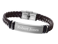 Visol Brown Leather & Stainless Steel Men's Bracelet - VAC428BR