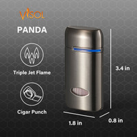 Visol Panda Triple Flame Cigar Lighter - Gunmetal - VLR407102-Panda-GM