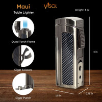 Visol Maui Quad Flame Table Lighter - Gunmetal - VLR279001