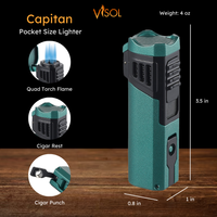 Visol Capitan Quad Flame Torch Lighter - Forest Green - VLR408005-Capitan-GN
