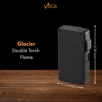 Visol Glacier Black Retail Prepack - 20 Cigar Lighters - VLR4-Glacier-BK-Prepack