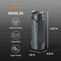 Visol Marlin Triple Flame Torch Lighter - Black - VLR7-Marlin-BK