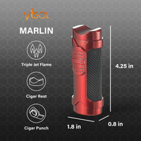 Visol Marlin Triple Flame Torch Lighter - Red- VLR7-Marlin-RD