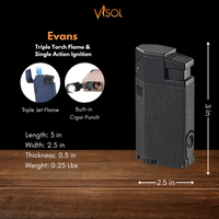 Visol Evans 4 Colors Retail Prepack - 20 Cigar Lighters - VLR4-Evans-4CL-Prepack