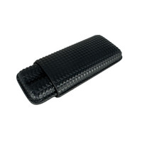 Visol Marvel Diamond Pattern 2 Finger Leather Cigar Case with Cutter - VCASE751