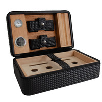Visol Marvel Diamond Pattern Leather Large Travel Cigar Case - VCASE750