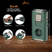 Visol Zurich Dual Torch Flame Cigar Lighter – Green