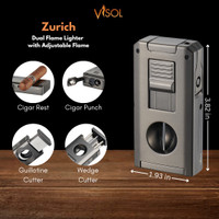 Visol Zurich Dual Torch Flame Cigar Lighter – Gunmetal