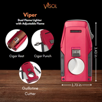 Visol Viper Dual Torch Flame Cigar Lighter – Red