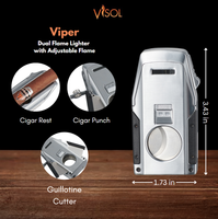 Visol Viper Dual Torch Flame Cigar Lighter – Silver