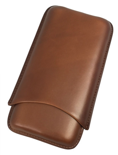 Visol Legend Brown Genuine Leather Cigar Case With Cutter