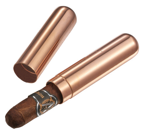 Visol Delta Rose Gold Finish Stainless Steel Cigar Tube - VCASE505RG