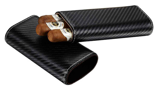 Visol Santa Fe Carbon Fiber Patterned Cigar Case - VCASE701LCF