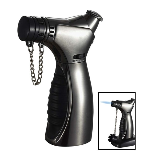 Visol Cuire Gunmetal & Black Jet Flame Table Cigar Lighter - VLR101902