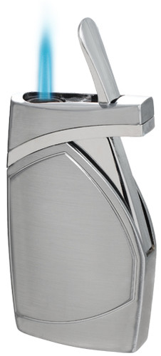 Visol Shark Brushed Chrome Single Torch Flame Cigar Lighter - VLR500402