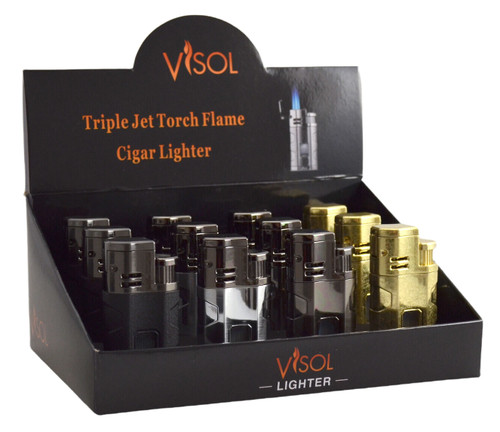 Visol Retail Package - Kauai Triple Flame Lighter 12 Count - VLR2-Kauai-4CL-Prepack