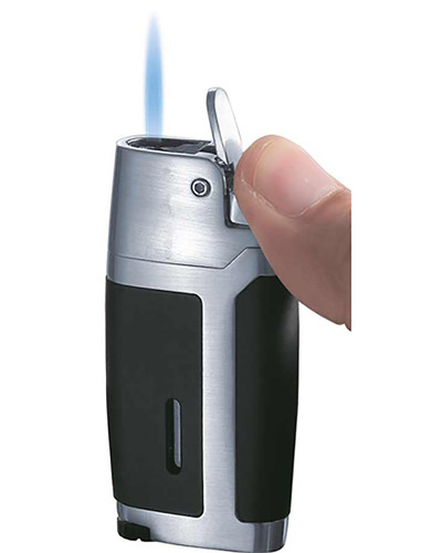 Visol Bron Matte Black & Brushed Chrome Single Jet Torch Lighter