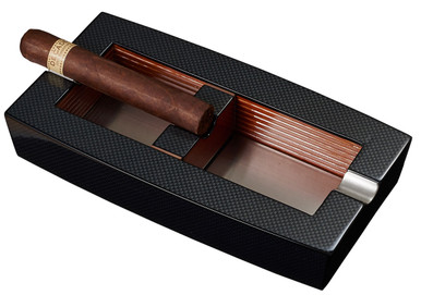 Visol Normandy Carbon Fiber Elongated Ashtray With Adjustable Cigar Rest -  VASH724