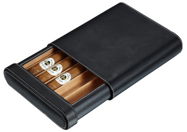  Visol Carmora Black Leather Cigar Case, 5 Cigars : Health &  Household