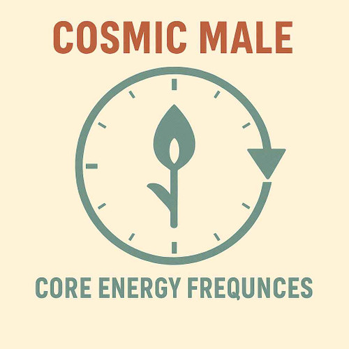 nonmedical energy set for cosmic masculine vitality & core balance – includes Sabal Serrulata, Conium, Thuja & Bouteloua imprints.