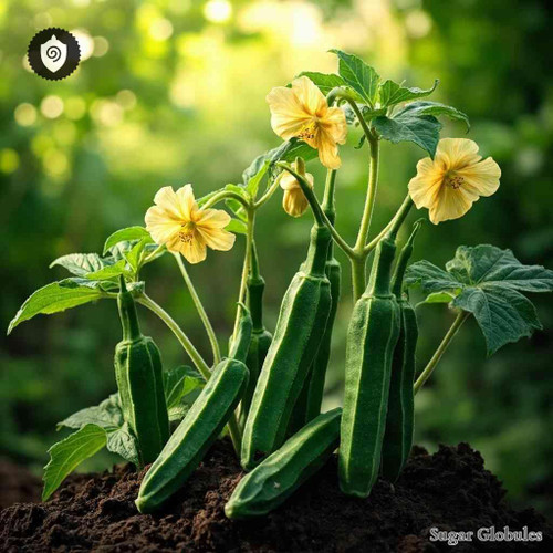 Abelmoschus Esculentus sugar spheres in pellet form for energetic homeopathic (nonmedical) dry-form presentation and storage