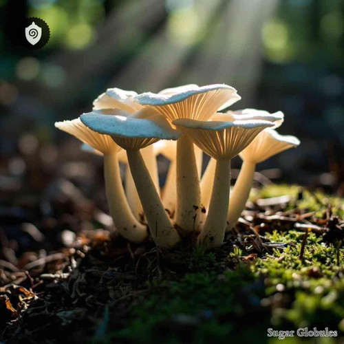 Agaricus Vernus sugar granules in spherical form for energetic homeopathic (nonmedical) dry-product presentation and storage