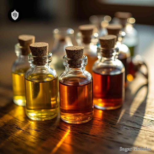 Amobarbitalum sugar granules in spherical format, designed for energetic homeopathic (nonmedical) remedy presentation and storage