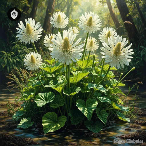 Anemopsis Californica sugar granules in spherical form for energetic homeopathic (nonmedical) dry-form presentation and packaging