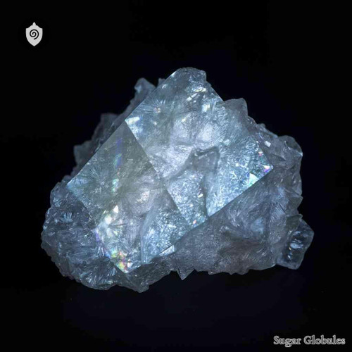 Antimonium Fluoratum sugar spheres in compact granule format for energetic homeopathic (nonmedical) solid-form presentation