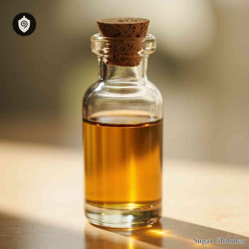 Arecolinum Hydrobromatum sugar granules in spherical format, uniform size, for energetic homeopathic (nonmedical) product presentation