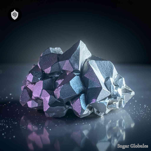 Argentum Metallicum sugar spheres in uniform granule form for energetic homeopathic (nonmedical) dry-form presentation and storage