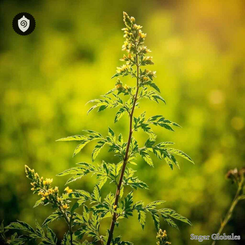 Artemisia Annua sugar spheres in precise orb format for energetic homeopathic (nonmedical) dry-form physical product presentation