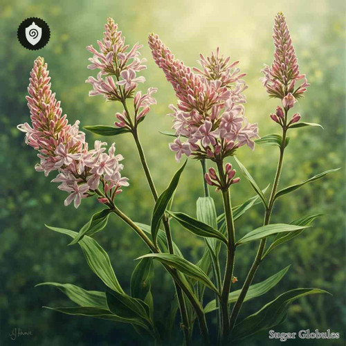 Asclepias Incarnata sugar spheres in orb format presented in a dry, uniform energetic homeopathic (nonmedical) granule form