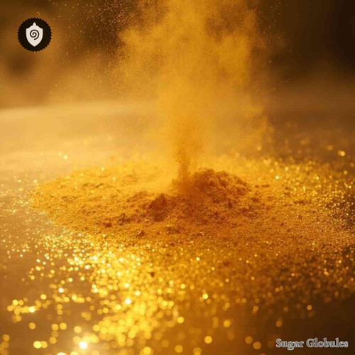 Aurum Arsenicosum sugar granules in spherical form for precise energetic homeopathic (nonmedical) dry-form presentation