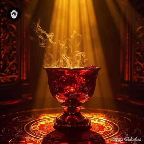 Aurum Rubrum sugar spheres in uniform orb format for energetic homeopathic (nonmedical) dry-form presentation and storage